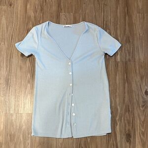 Zara Light Blue Button-Down Women's Shirt